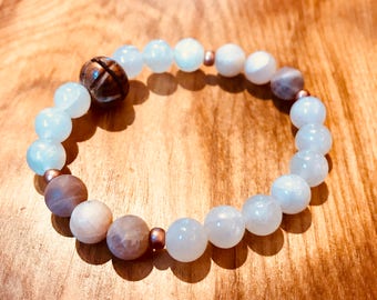 Sunstone and Moonstone Mala Bracelet