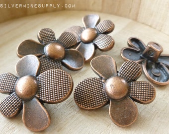 Copper Flower Buttons - Flower Buttons - Metal Buttons - Metal Flower Buttons - Copper Buttons - Wrap Bracelet Clasp - Button Clasp - Daisy