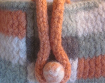 Hand Knit and Felted Wool Market Bag