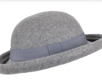 Soft Rolled Up Brim Bowler Hat- crushable