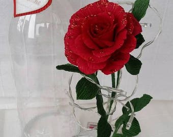 Beauty and the Beast Inspired,Belle Enchanted Rose,Disney Princess,Handmade Paper Rose,Handpainted Accents,Lifelike Design,All Colors
