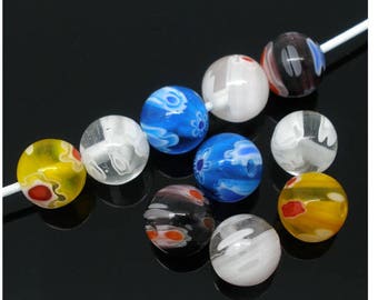 Set of 15 8 mm lampwork beads