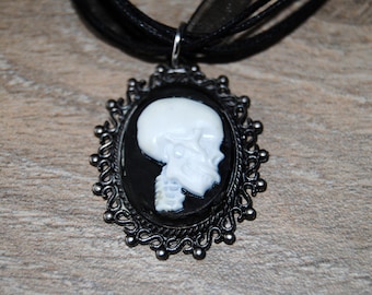 Black skeleton cameo Choker