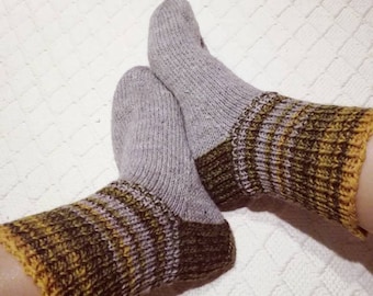 Wool socks mens Big size boot SOCKS granite gray browns greens d yellow Handknitted Warm Durable Cozy winter Gift idea Handmade in FINLAND