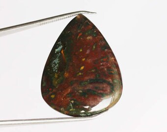 Beautiful Genuine Bloodstone Cabochon, Pear Shape, 33 Cts, Pendant Stone, Loose Semi Precious, Smooth Polished, Jewelry Making Gemstone 2359