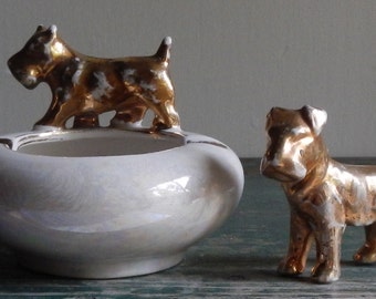 Adorable Terrier Ashtray & Figurine!