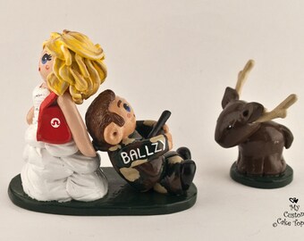 Bride and Groom Hunting Wedding Cake Topper