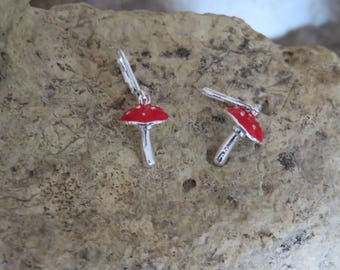 Earrings sleepers red mushrooms