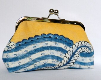 Yellow Clutch, Clutch Bag, Clutch Purse,Yellow and Blue Clutch, Yellow Evening Clutch, Handmade UK