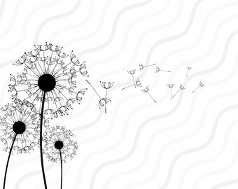 Dandelion SVG, Floral SVG, Dandelion Silhouette SVG Cut table Design,svg,dxf,png Use With Silhouette Studio & Cricut_Instant Download