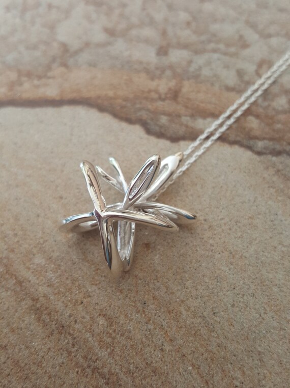 3d Music Necklace - "Embrace" - Original Sterling Silver Pendant - Fourth Octave Harmony - Techniflow Soundstill Series