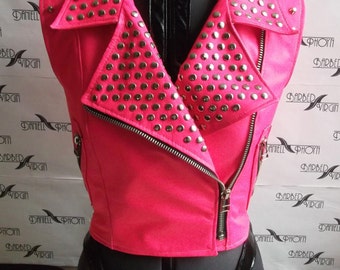 Genuine Leather Jackets with studs spikes shoulders pattern