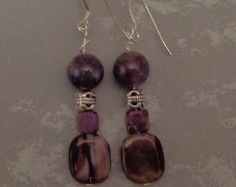 Purple and Silver Boho Earrings
