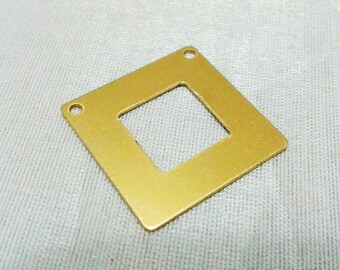 10 Pcs Raw Brass 20 x 20 mm Square Findings Connector ( 2 Hole -Thickness 0.45 mm ) 25 Gauge - inner bore 10 mm