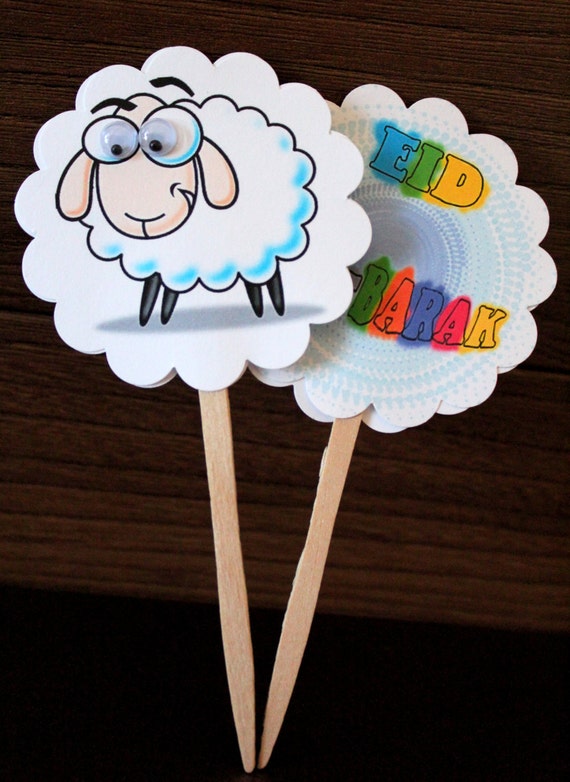 Items similar to Eid Al Adha cupcake toppers, Sheep with 