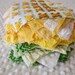 Vintage Chenille Fabric Quilt Squares - 45 - 6" squares greens & yellows, many patterns - 500-185