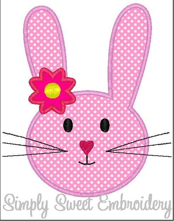 Easter Bunny Face Machine Embroidery Applique Design