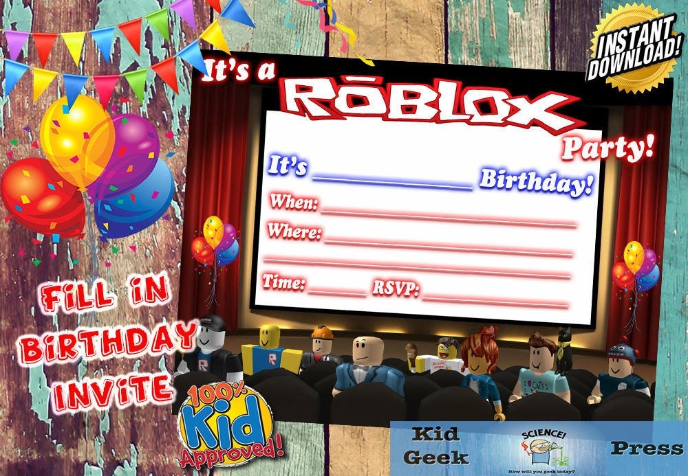 Free Roblox Birthday Printables Roblox Free Unblocked Games - roblox invitation roblox invite roblox birthday party roblox birthday invite roblox party roblox roblox invitation roblox printable