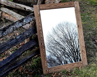 Reclaimed Wood Framed Mirror - Mirrors - Framed Mirrors - Wood Mirror - Rustic Mirror - Bathroom Mirror - Large Mirror - Wall Mirror