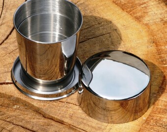 Medium Collapsable Folding Metal Stirrup Shot Cup Personalised Gift