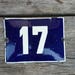 Vintage blue & white porcelain enamel house Number 17 sign