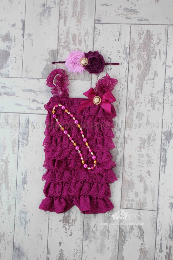 Plum Baby Romper Baby Girl Romper Lace Romper Newborn