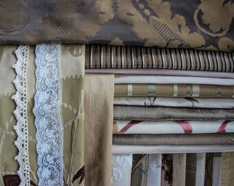 Gold fabric scrap patchwork quilting pack