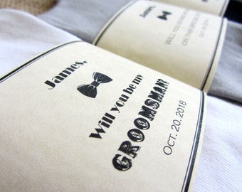 Groomsmen Gift, Groomsmen Proposal, Will you be my Groomsmen, Best Man, Custom Sock Labels for Wedding Party, Groomsmen Proposal Idea, Socks