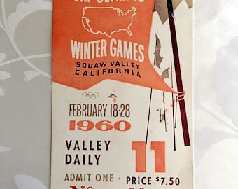 Original Ticket to the 1960 Winter Olympics, Day 11, including Closing Ceremony