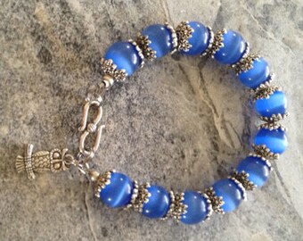Bright blue cats eye bracelet