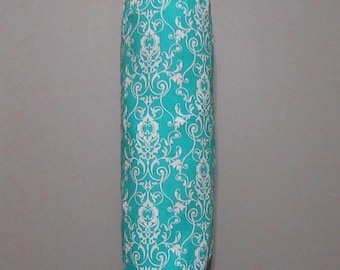 Grocery Bag Holder - Plastic Bag Holder - Bag Dispenser - Teal Scroll-Turquoise Scroll
