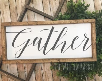 Gather | Gather Sign | Farmhouse Decor | Gather Here | Wood Gather Sign | Rustic Gather Sign