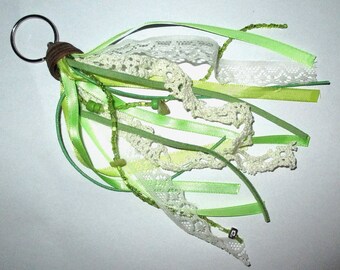 ღ jewel RIBBONS and lace, green and white. ღ / unique Piece!