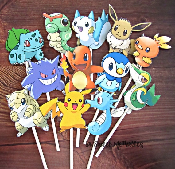 POKEMON Cupcake Toppers / Cake Toppers / Die Cuts / Birthday