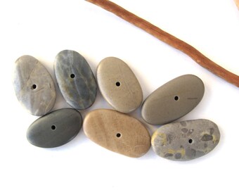 Stone Toggle Beads Rock Spacers Center Drilled Mediterranean Pebble Beach Stone Natural Stone DIY Jewelry Making Cairn TERRA MIX 24-30 mm