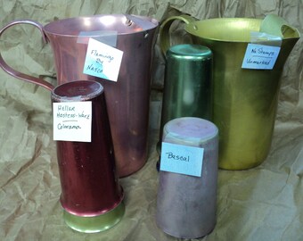 LARGE Lot of 8 pieces Vintage Anodized Aluminum Tumblers and Pitchers-SEE DETAILS!