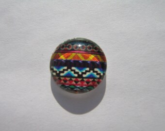 Glass cabochon round 14 mm with image geoemetrique