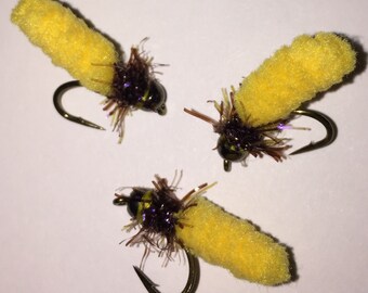 Mop flies, dust mop flies, fly fishing flies, made in the USA, handtied flies, mop fly, hookers fly shop, flies, fishing flies, three flies