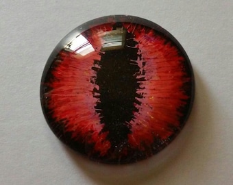 Red Hand Painted Glass Dragon Eye Cabochon 30 mm Round Glass Eye Fantasy Jewelry Supplies Fastasy Steampunk Sci Fi Cosplay Doll Eye Pendant
