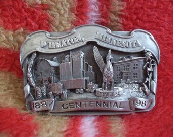 Vintage Belt Buckle---Wheaton, Minnesota 1887-1987 Centennial.