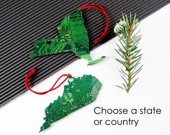 Circuit Board Ornament State Pride, Geeky Personalized Christmas Ornament, Computer Engineer Gift, Holiday Garland Decor, Hostess Gift