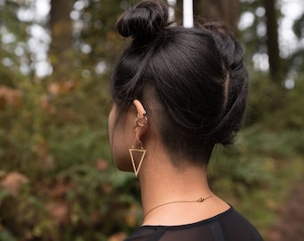 The Small Open Brass Triangle Earrings