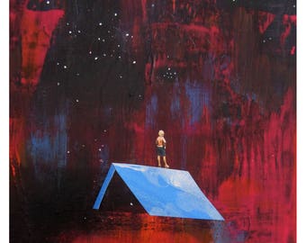Jump - print of mixed media collage
