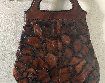 Vintage 70s tooled leather Bag