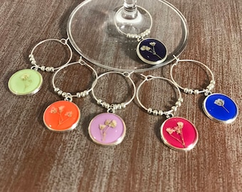 Wine Charms | Pressed Flower & Resin