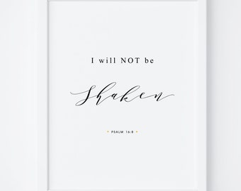 Bible Verse Print, Printable Bible Verse, Psalm 16:8, Bible Verse Print, Bible Wall Art, Bedroom Decor, Scripture Print, Printable Art