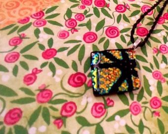 Fused Glass Pendant in Colorful Dichroic Glass