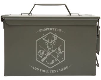 Outdoorsman Design Custom Engraved 30 / 50 Cal Ammo Can Personalized Dad Gift, Cool Guy Gifts Father's Day Gift, Grandpa Gift,Groomsmen