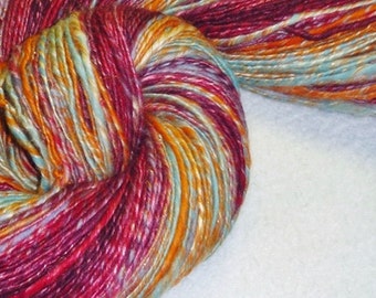 Hot Pursuit Handspun Art Yarn - 356 yards - Single Ply - Thick and Thin - Knitting - Crochet - Weaving - Mixed Media - Fiber Arts