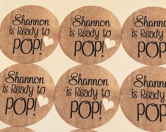 Ready To Pop Stickers. Custom Stickers. Sticker Label. Baby Shower. Baby Shower Stickers. Ready to Pop. Ready to Pop baby shower. 20 STICKER